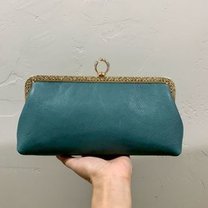 Handsewn Genuine Premium Leather Ring Shaped Push-lock Clutch/Crossbody